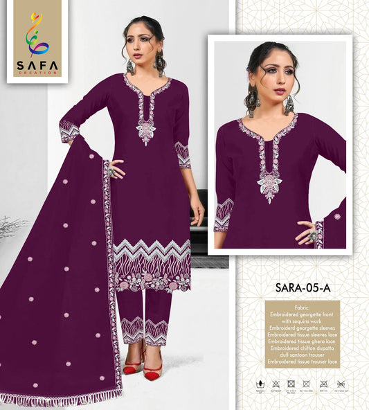 Sara-05A Safa Creation Pakistani Readymade Suits