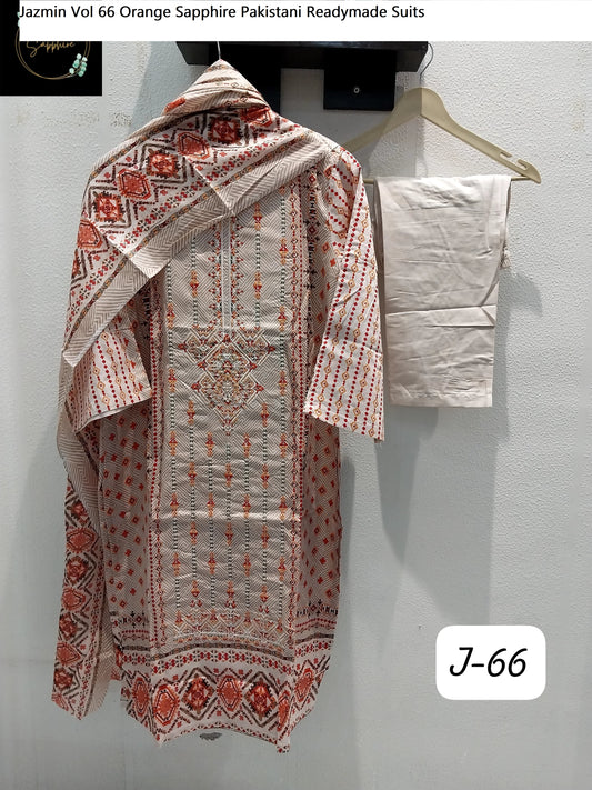 Jazmin Vol 66 Orange Sapphire Pakistani Readymade Suits