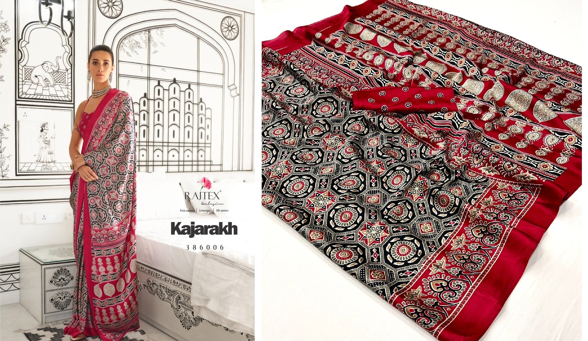 386006 Kajarakh Rajtex Sarees