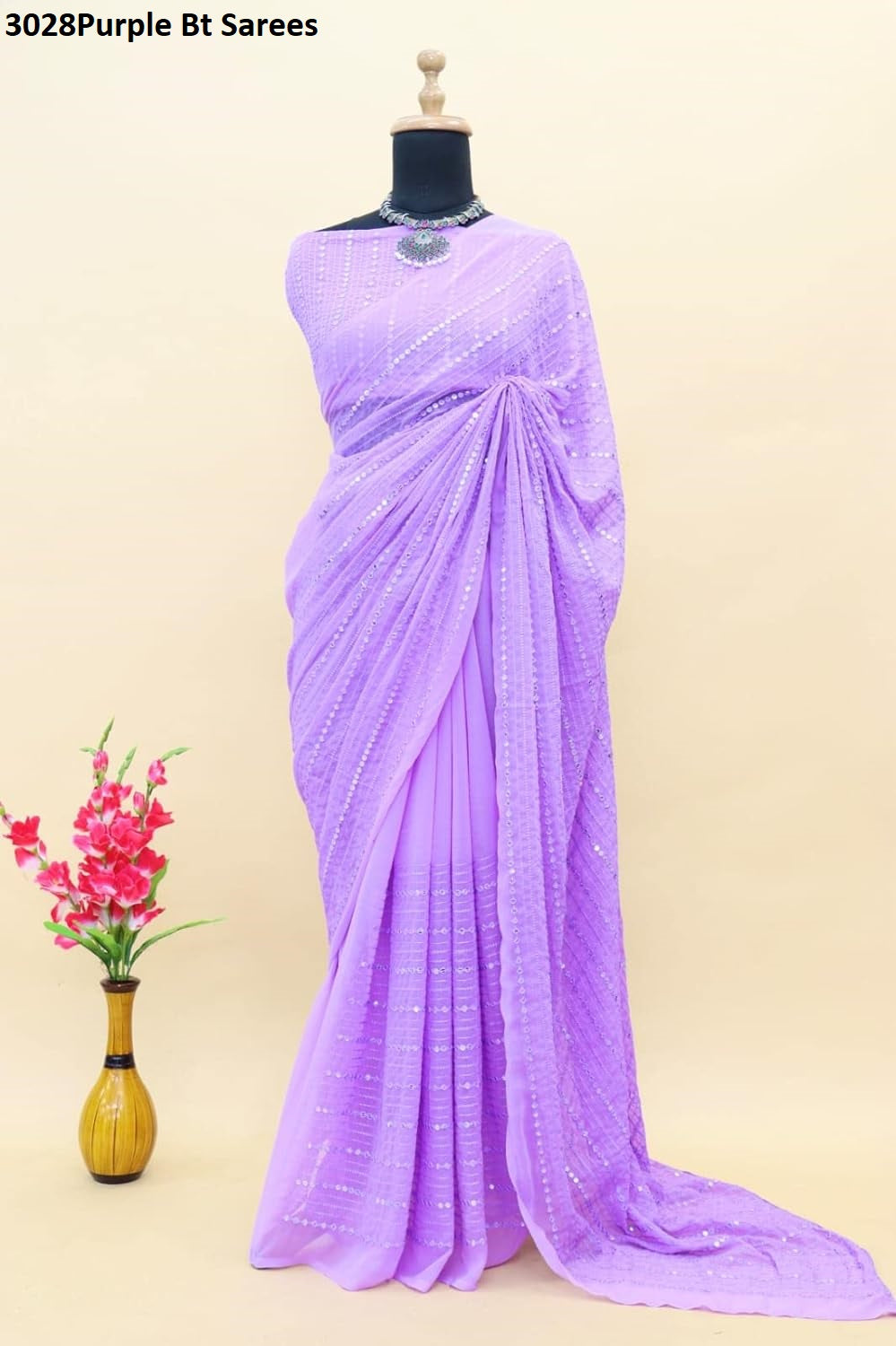 3028Lavendar Bt Sarees