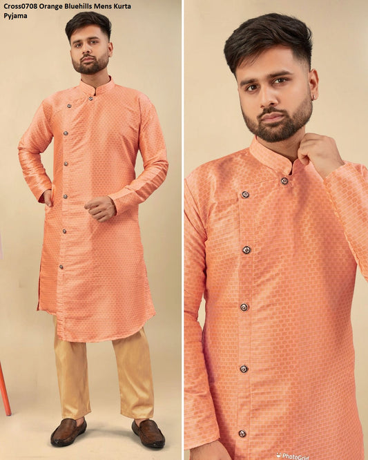Cross0708 Orange Bluehills Mens Kurta Pyjama