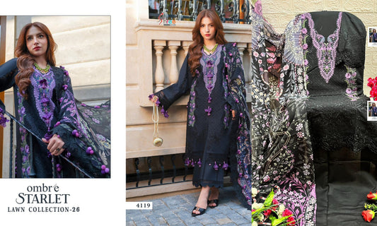 4119 Ombre Starlet Lawn Collection 26 Shree Fabs Pure Cotton Pakistani Salwar Suits