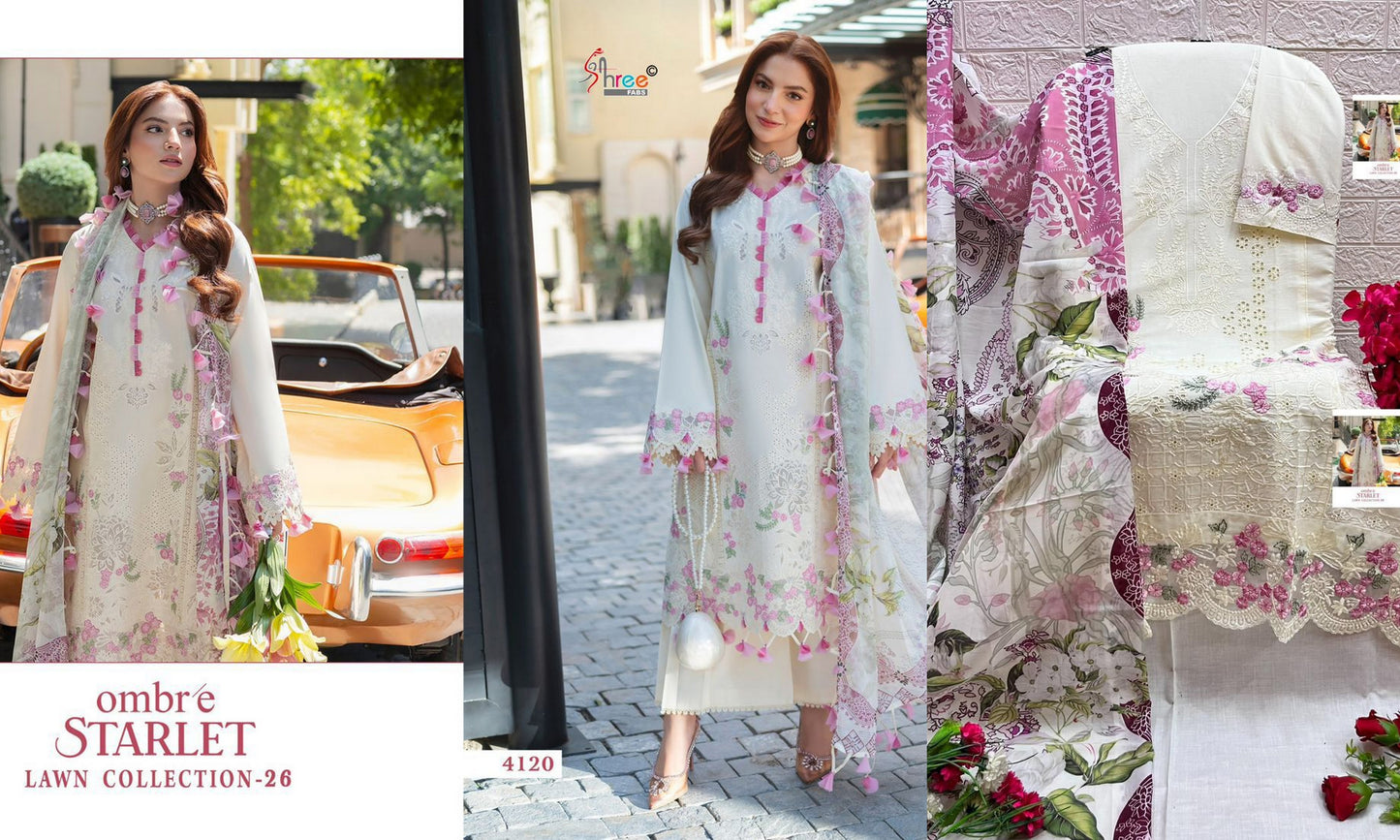 4120 Ombre Starlet Lawn Collection 26 Shree Fabs Pure Cotton Pakistani Salwar Suits