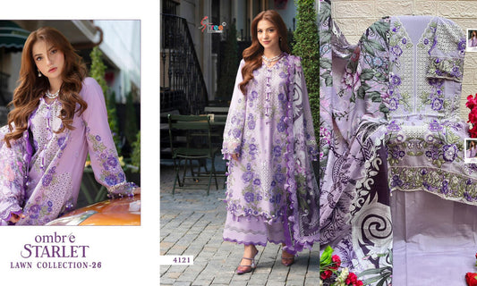 4121 Ombre Starlet Lawn Collection 26 Shree Fabs Pure Cotton Pakistani Salwar Suits