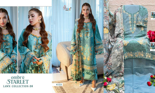 4122 Ombre Starlet Lawn Collection 26 Shree Fabs Pure Cotton Pakistani Salwar Suits