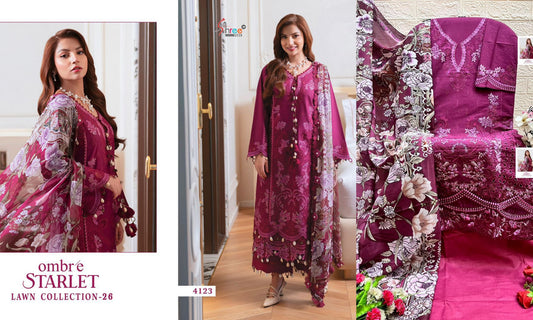4123 Ombre Starlet Lawn Collection 26 Shree Fabs Pure Cotton Pakistani Salwar Suits