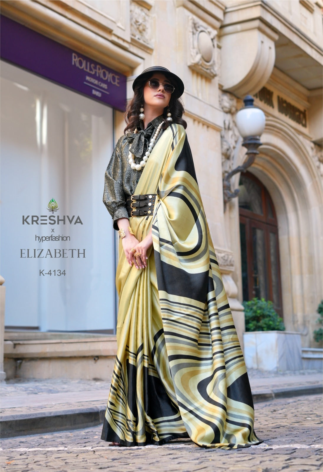 4134 Elizabeth Kreshva Satin Sarees
