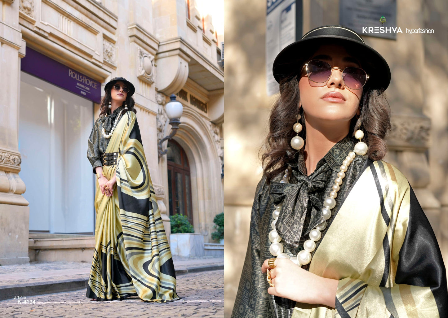 4134 Elizabeth Kreshva Satin Sarees