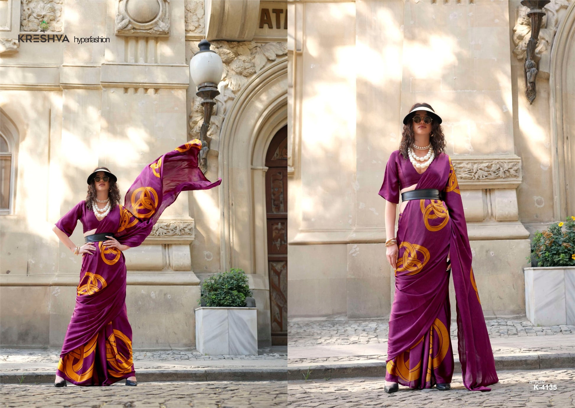 4135 Elizabeth Kreshva Satin Sarees