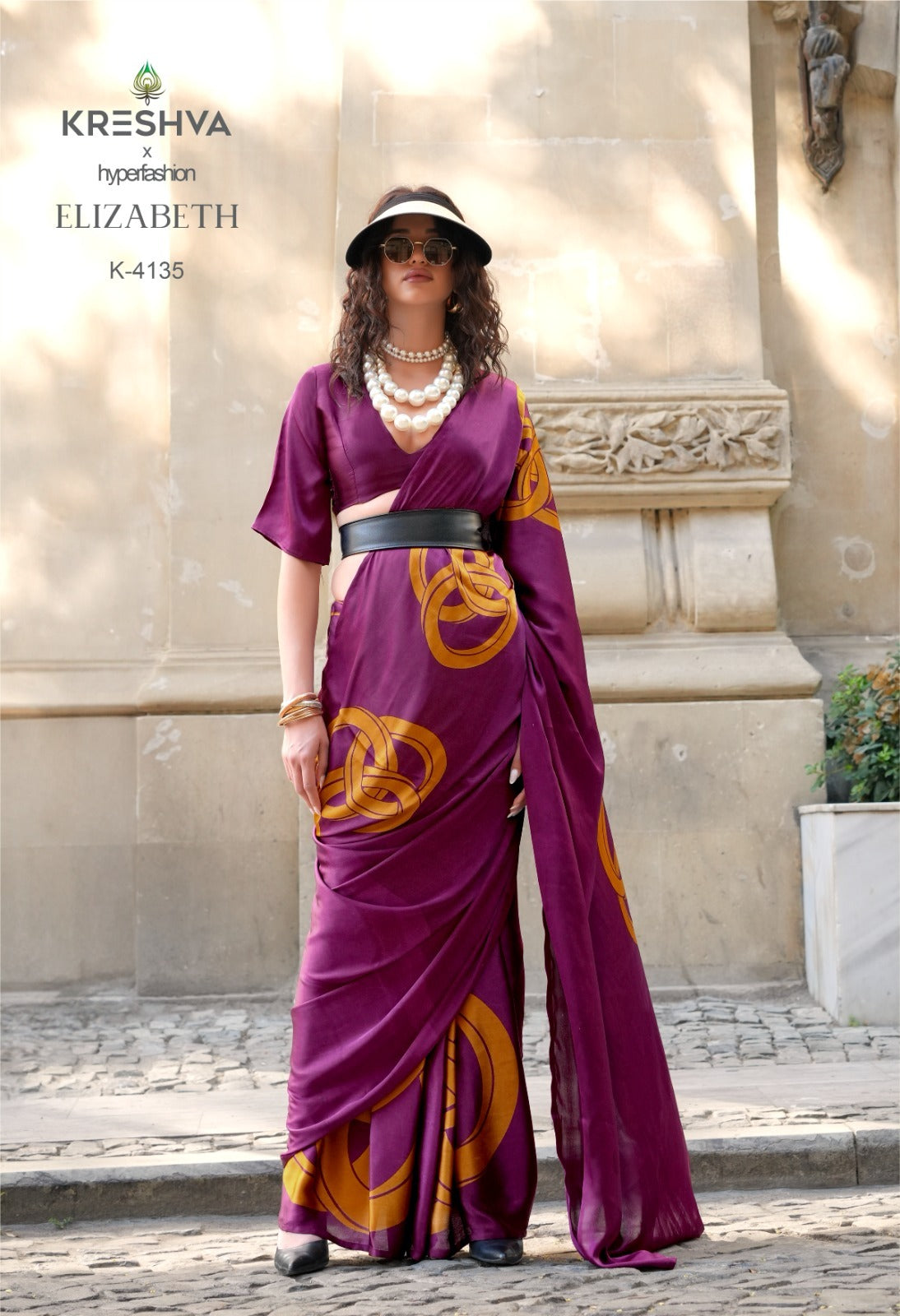 4135 Elizabeth Kreshva Satin Sarees