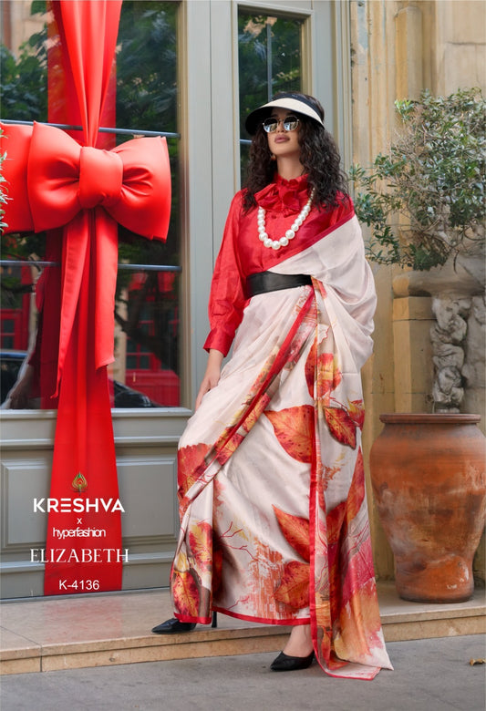 4136 Elizabeth Kreshva Satin Sarees