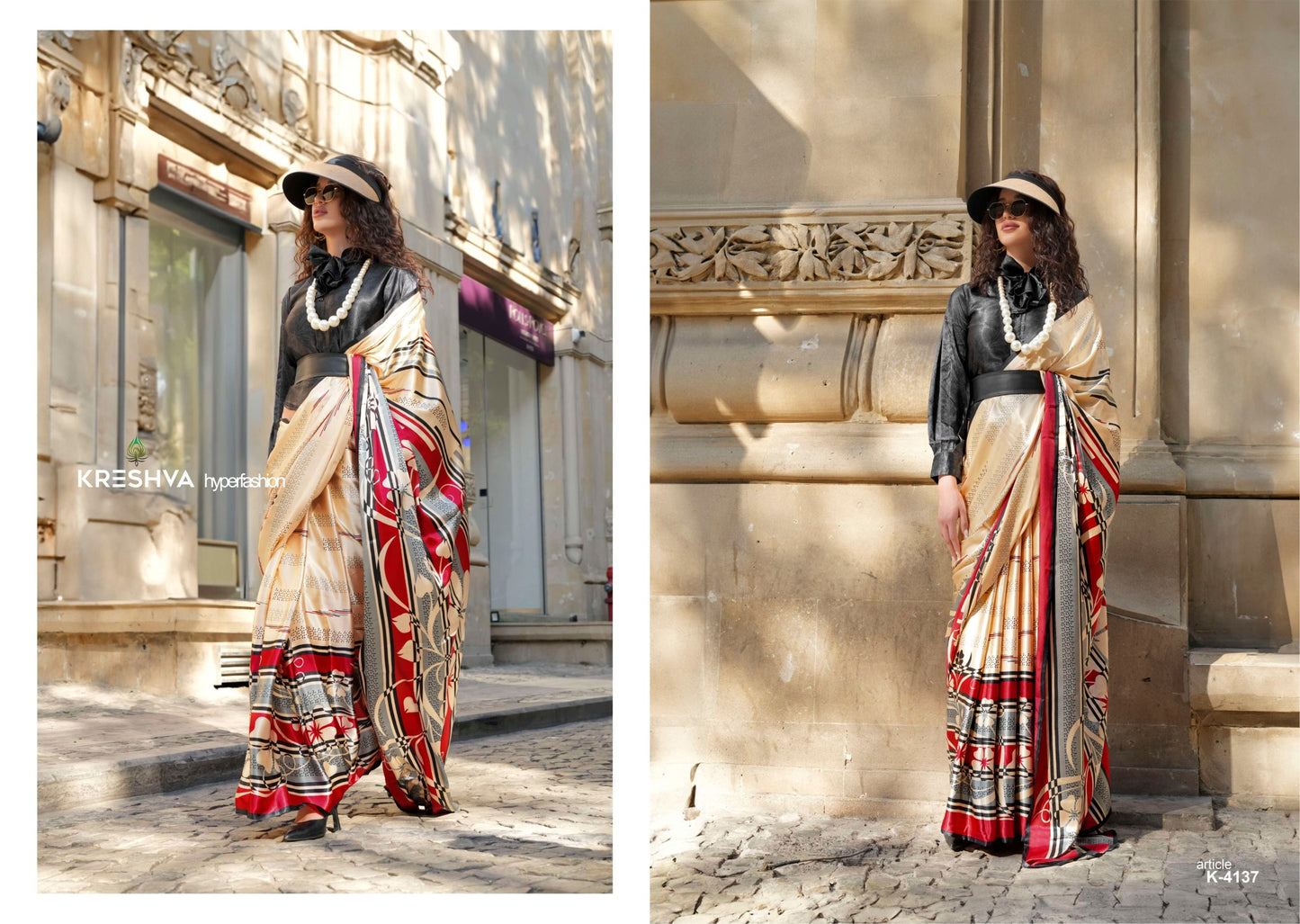 4137 Elizabeth Kreshva Satin Sarees