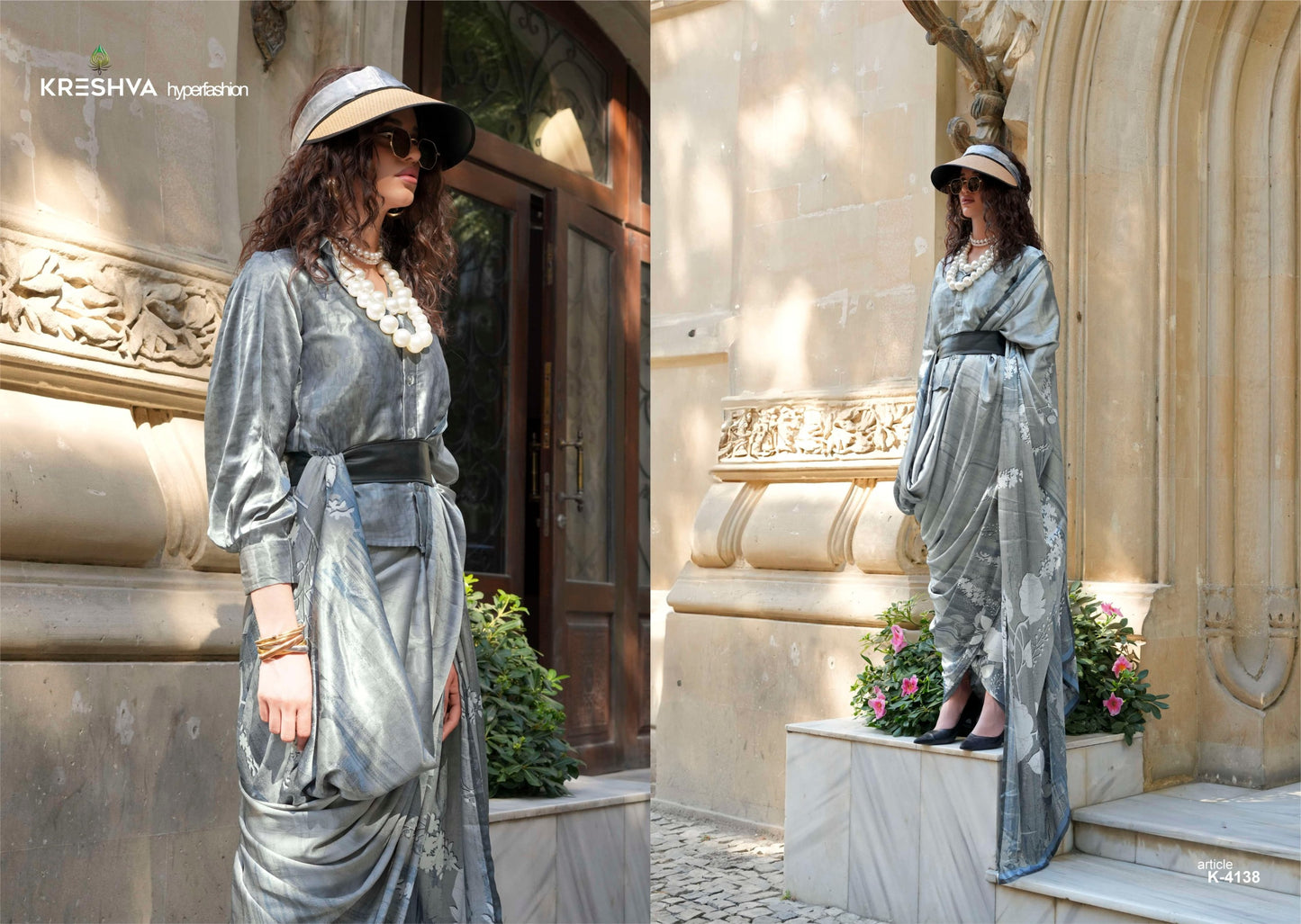 4138 Elizabeth Kreshva Satin Sarees