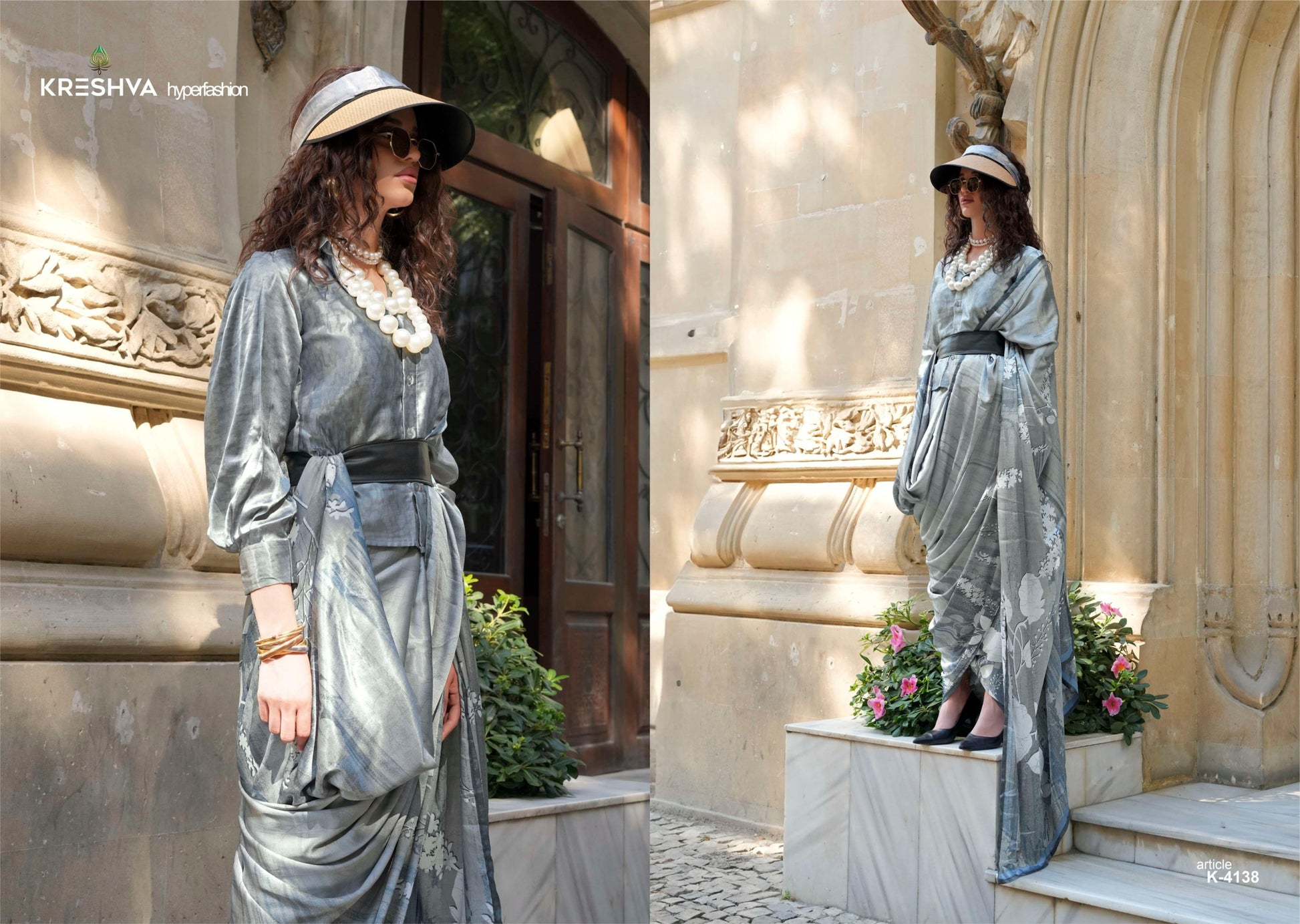 4138 Elizabeth Kreshva Satin Sarees