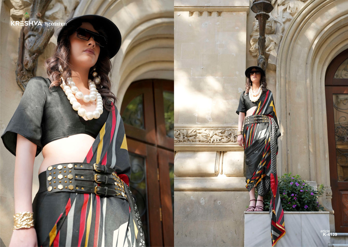 4139 Elizabeth Kreshva Satin Sarees