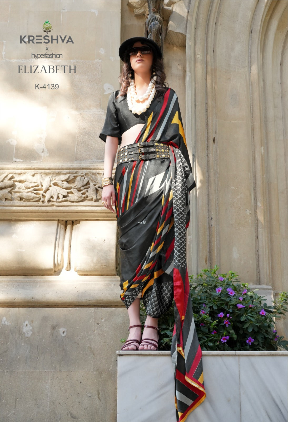 4139 Elizabeth Kreshva Satin Sarees