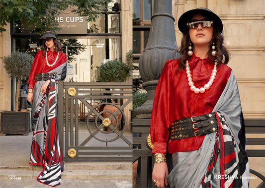 4140 Elizabeth Kreshva Satin Sarees