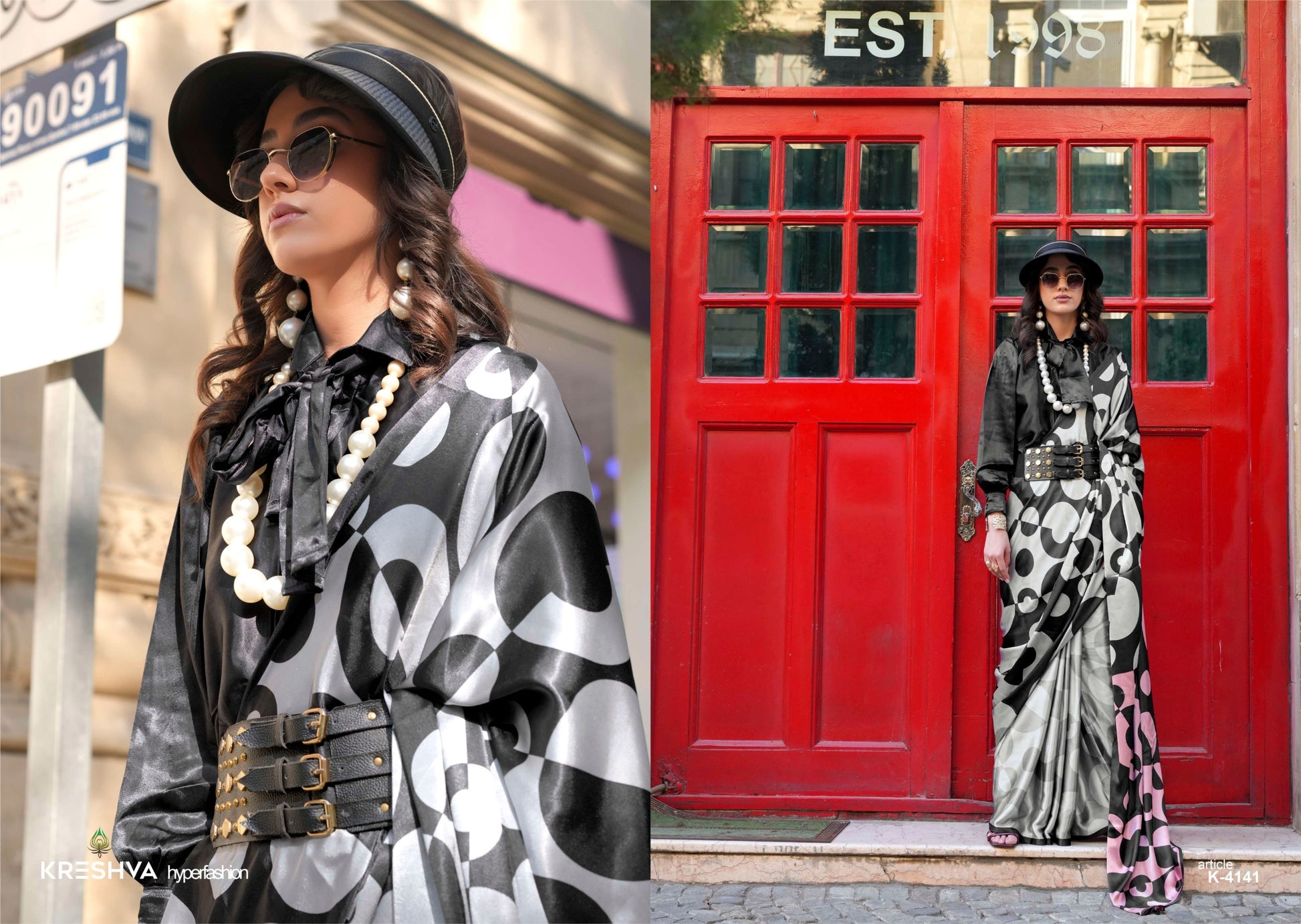 4141 Elizabeth Kreshva Satin Sarees