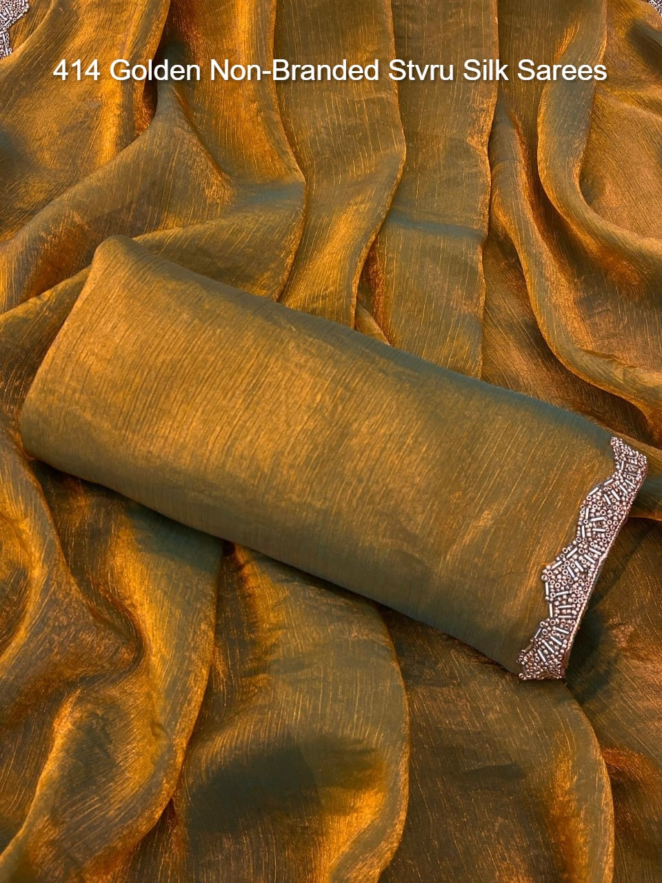414 Golden Non-Branded Stvru Silk Sarees