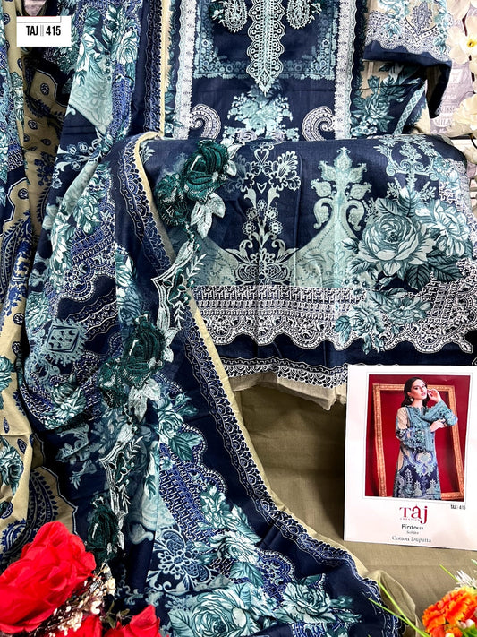 415 Taj Creations Print Pakistani Salwar Suits