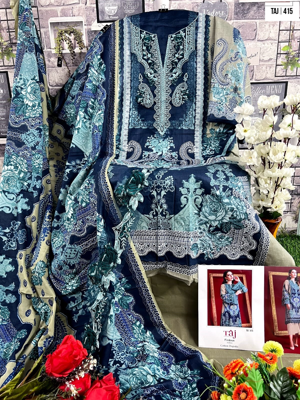 415 Taj Creations Print Pakistani Salwar Suits