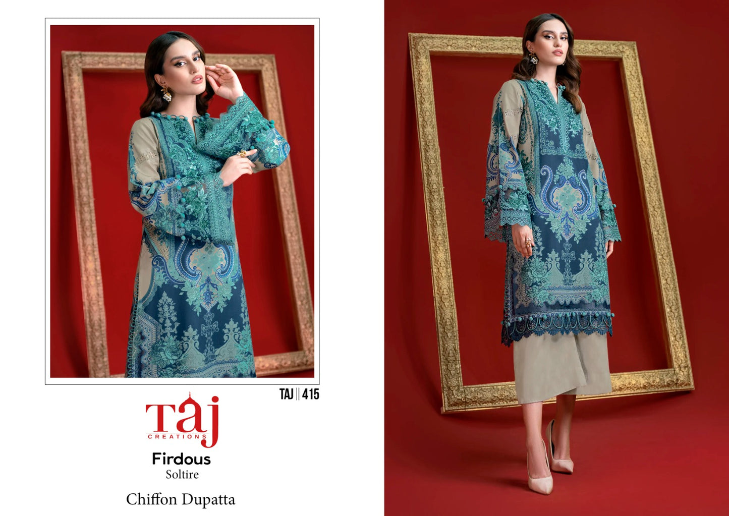 415 Taj Creations Print Pakistani Salwar Suits
