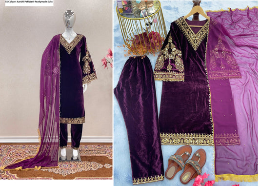 55 Wine Aarohi Pakistani Readymade Suits