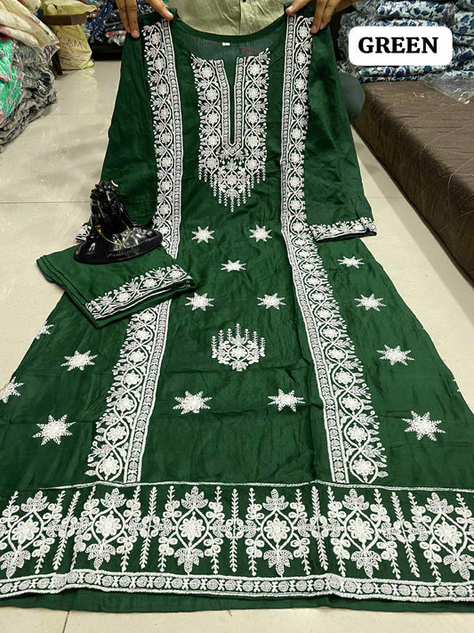 Festival Special Green Qubo Kurti Pant Set