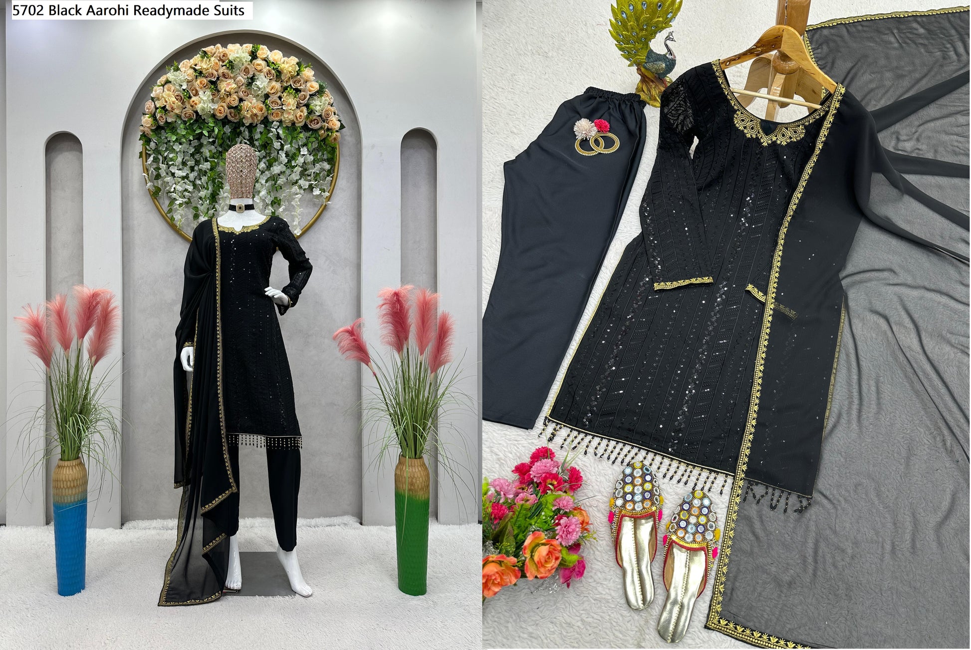 5702Black Aarohi Readymade Suits