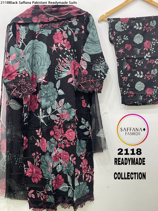2118Black Saffana Pakistani Readymade Suits
