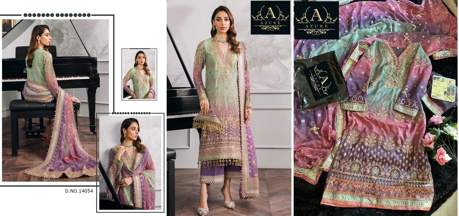 14054 Azure Pakistani Salwar Suits