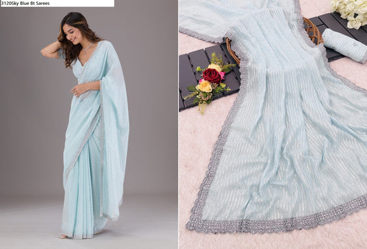 3120Sky Blue Bt Sarees