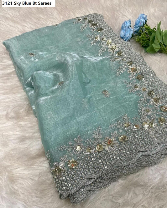 3121Sky Blue Bt Sarees
