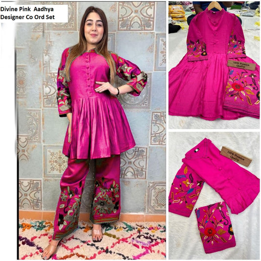 Divine Pink Aadhya Designer Co Ord Set