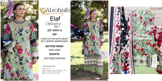 1019A Elaf Chikankari Vol 1 Al Zohaib Pakistani Salwar Suits