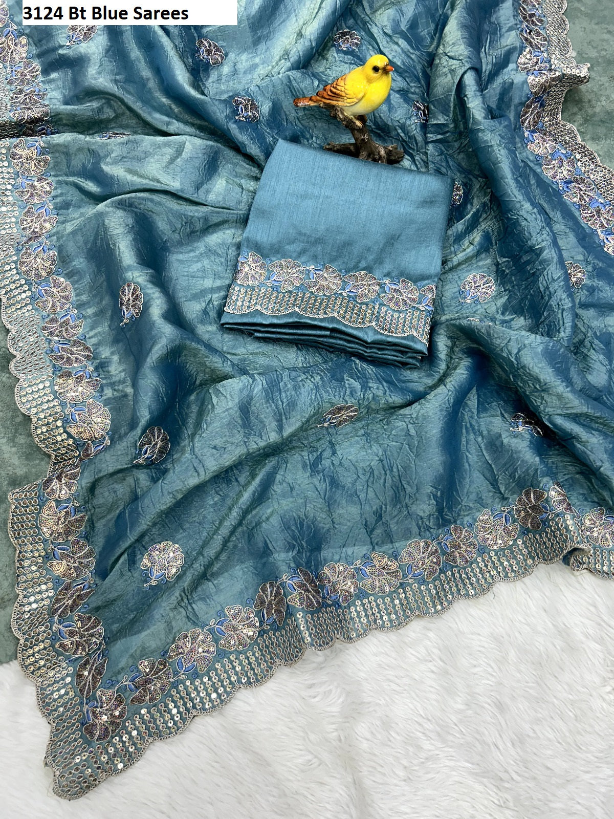 3124Blue Bt Sarees