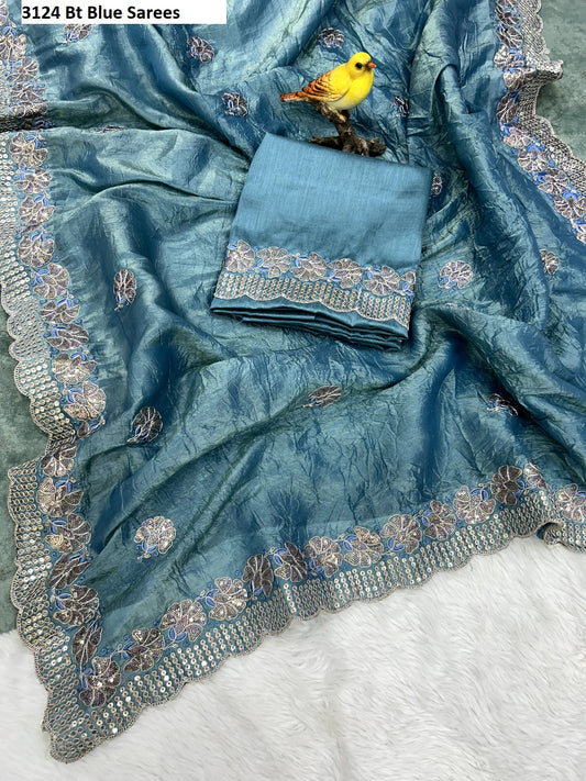 3124Blue Bt Sarees