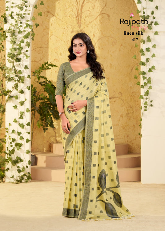 417 Carnival Rajpath Linen Silk Sarees