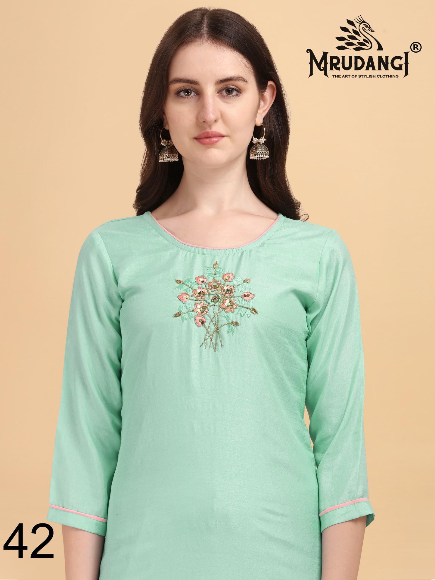 42-Noor Mrudangi Dola Silk Kurti