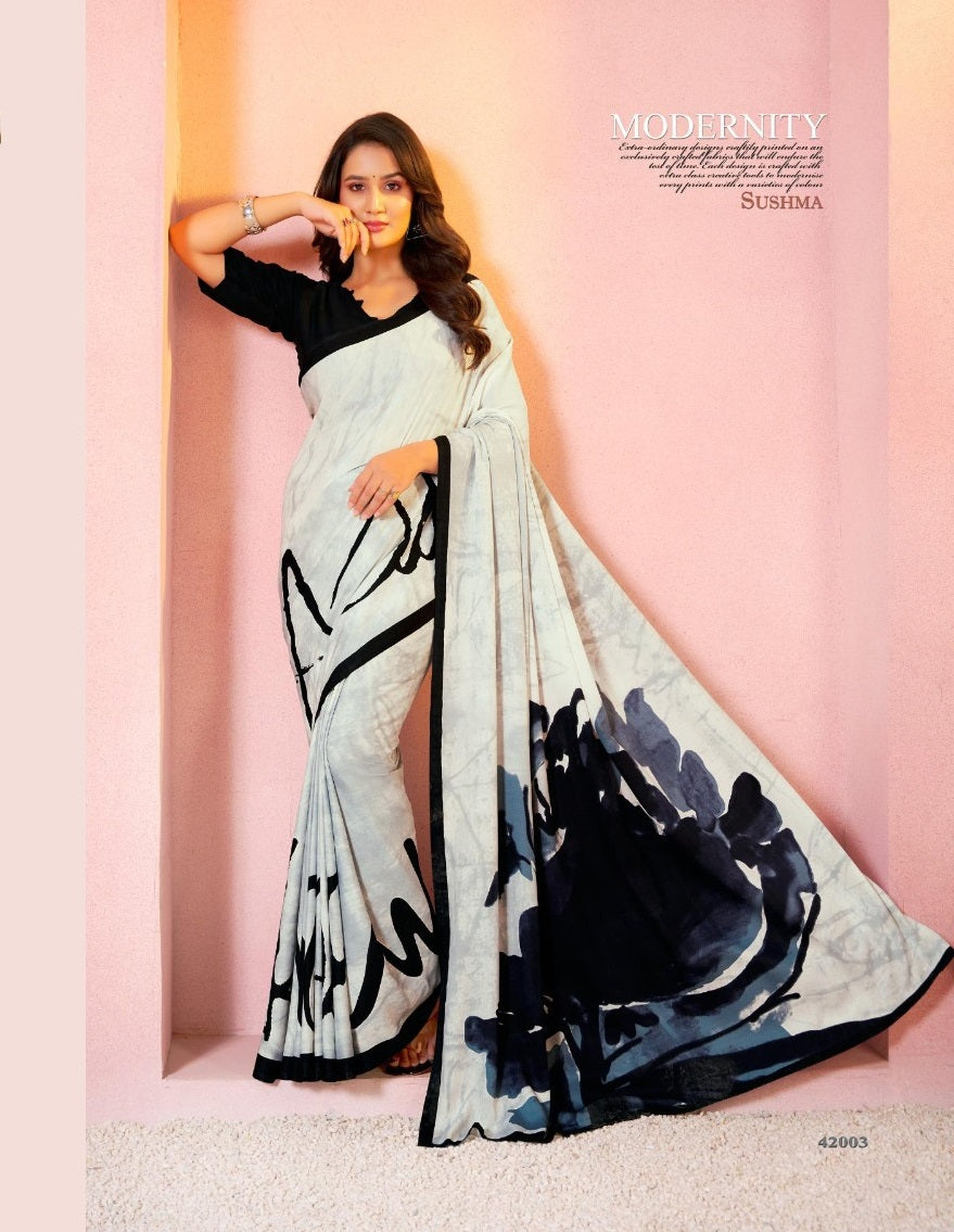 42003 Romance Sushma Crape Sarees