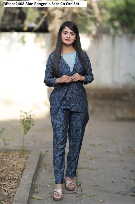 3Piece2408 Blue Rangeela Fabs Co Ord Set