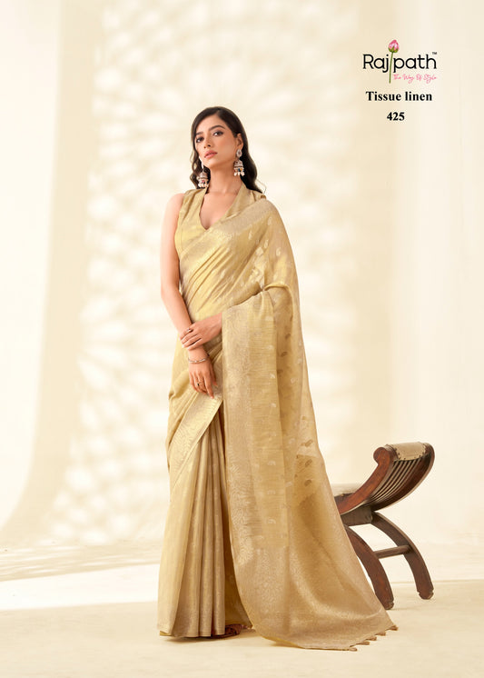 425 Kanvas Silk Rajpath Tissue Linen Sarees