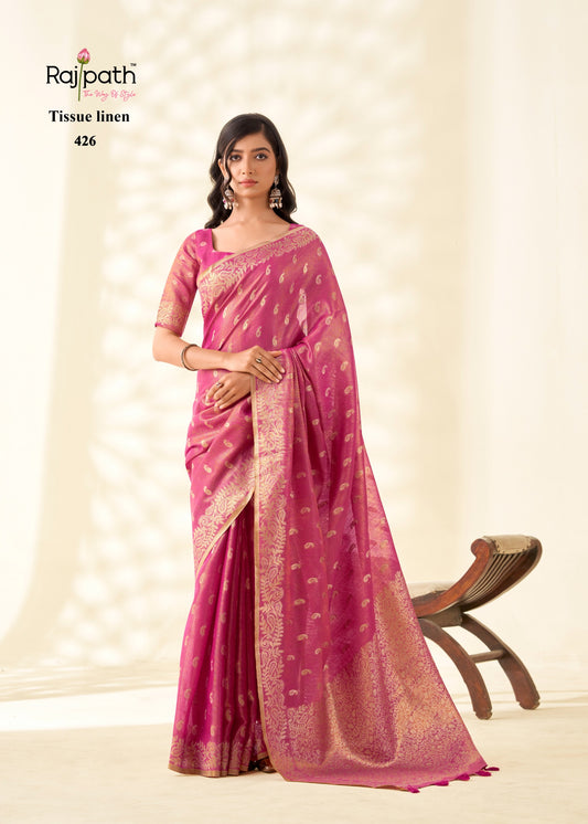 426 Kanvas Silk Rajpath Tissue Linen Sarees