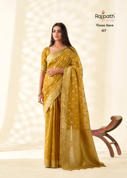 427 Kanvas Silk Rajpath Tissue Linen Sarees