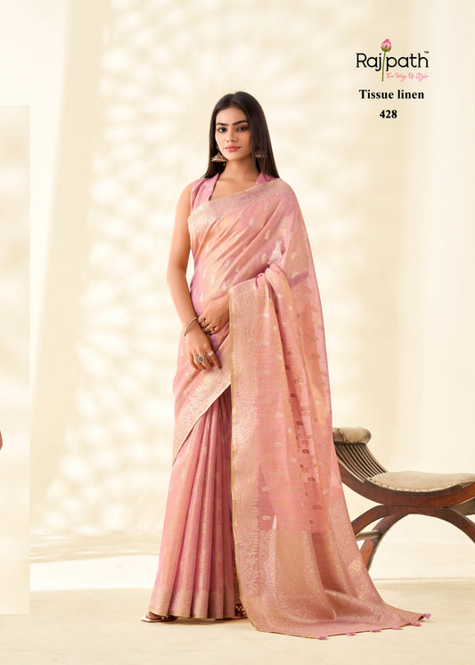 428 Kanvas Silk Rajpath Tissue Linen Sarees