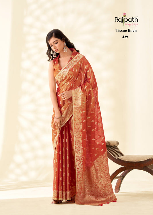 429 Kanvas Silk Rajpath Tissue Linen Sarees
