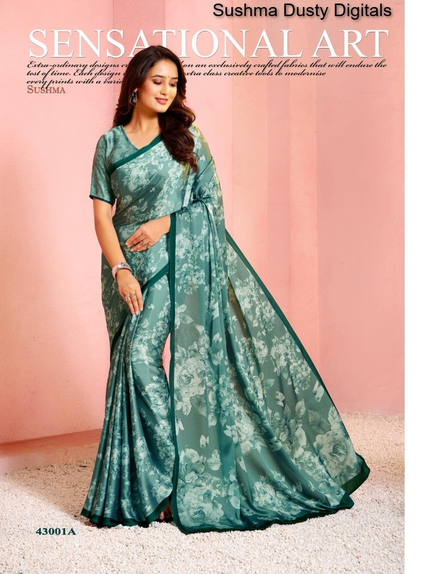 43001A Dusty Digitals Sushma Satin Sarees