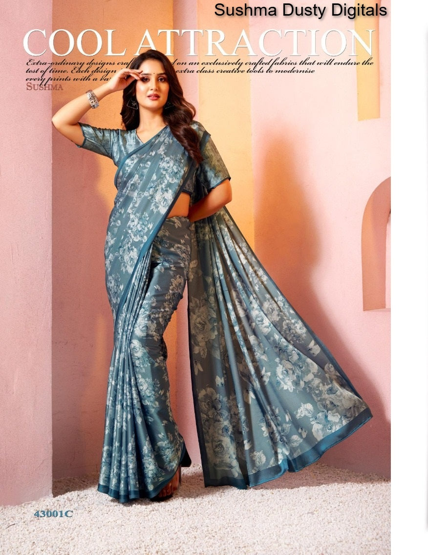 43001C Dusty Digitals Sushma Satin Sarees