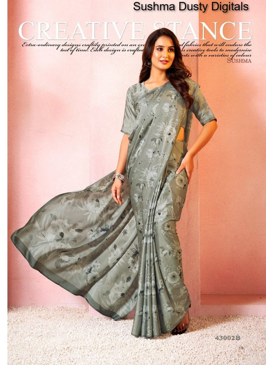 43002B Dusty Digitals Sushma Satin Sarees