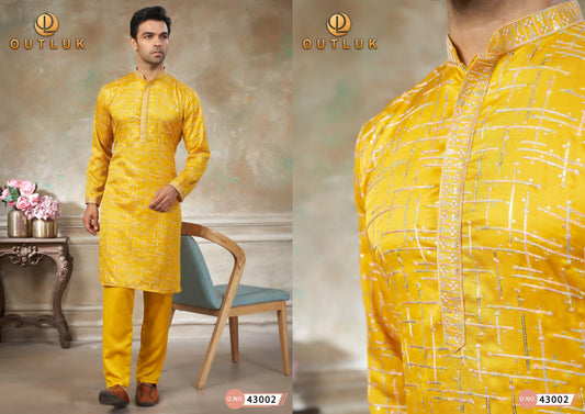 43002 Wedding Vol 43 Outluk Pure Silk Mens Kurta Pyjama
